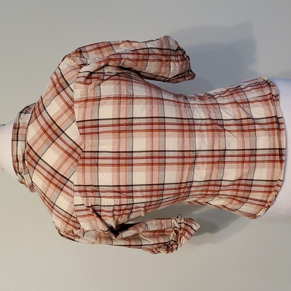 Orange Plaid Snap button down - Picture 5 of 8